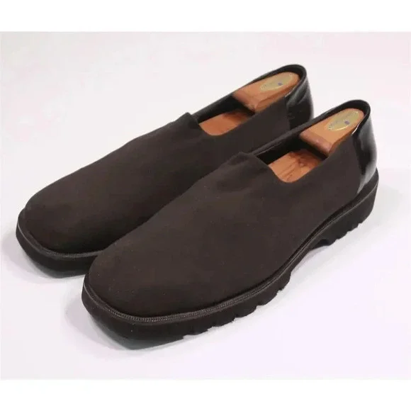 Donald J Pliner Brown Canvas Chunky Loafers 14 M - Picture 2 of 10